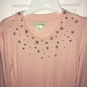 Pink jeweled soft sweater